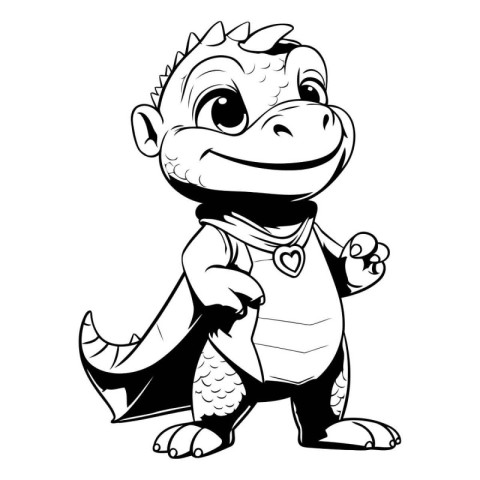 Cute dinosaur in a superhero costume. Vector illustration isolat