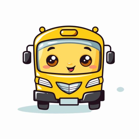 Cute school bus character. Vector illustration. Cute school bus