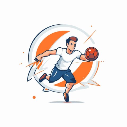 Soccer player kicking the ball. Vector illustration in cartoon s