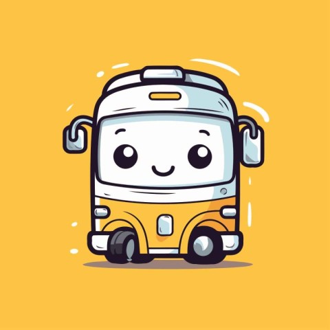 Cute bus character. Vector flat cartoon kawaii style illustratio