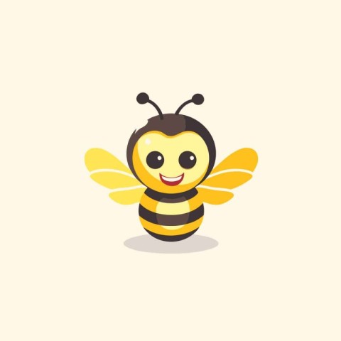 Cute cartoon bee. Vector illustration in flat style. Isolated on