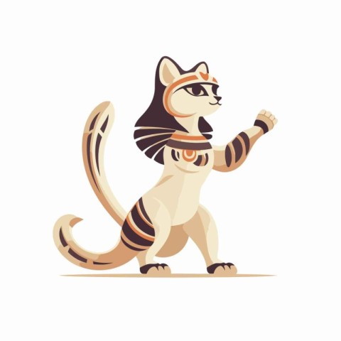 Cute cartoon cat in ethnic style vector Illustration isolated on