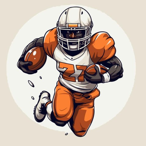 American football player running with ball. vector illustration