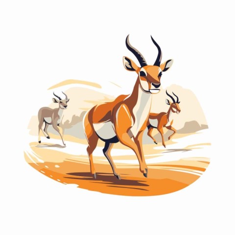 Wild african animals. Antelope. antelope and gazelle. Vector ill