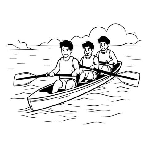 couple of men rowing in the boat vector illustration graphic des