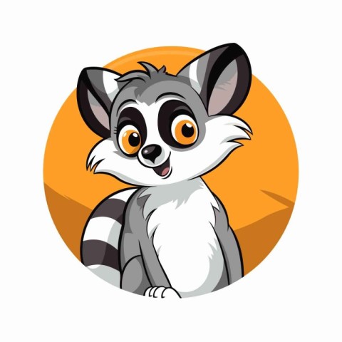 Cute cartoon lemur on a white background. Vector illustration.