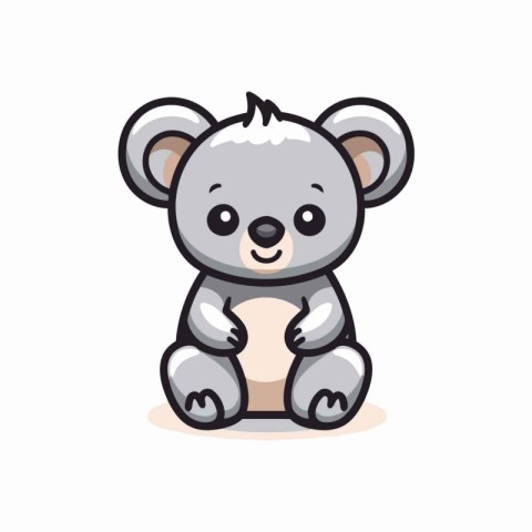 Cute koala isolated on white background. Vector cartoon illustra