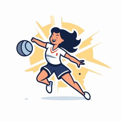 Volleyball player in action. Vector illustration in cartoon styl