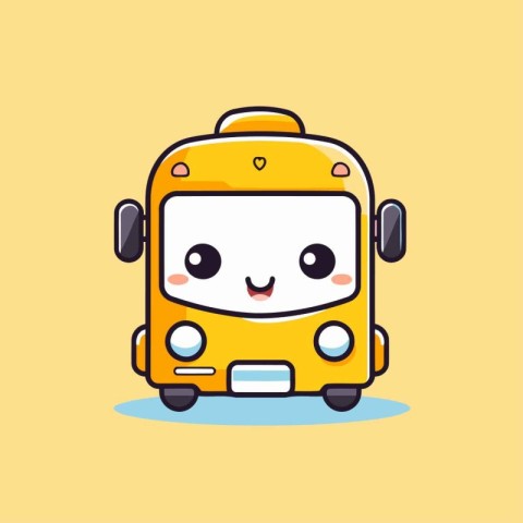 Cute happy school bus character. Vector flat cartoon illustratio