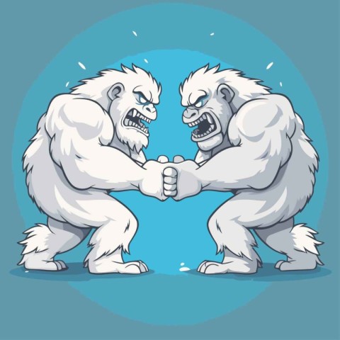 Gorilla shaking hands. cartoon vector illustration isolated on b