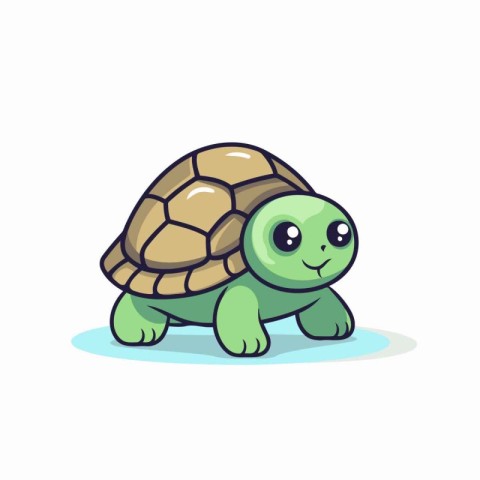 Cute cartoon turtle isolated on white background. Vector illustr