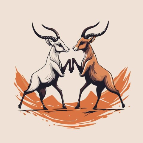 Antelope in the desert. Vector illustration of an antelope.