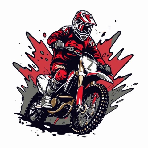 Motorcycle rider on the race. Vector illustration of a motorcycl