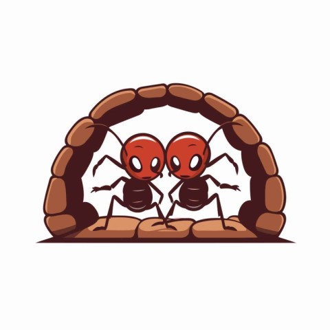 Ants in a circle. Vector illustration on a white background.