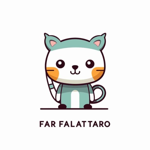 Funny cat. Cute kawaii animal. Vector illustration