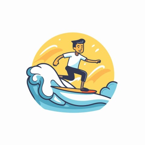 Surfer on the surfboard. Vector illustration in a flat style