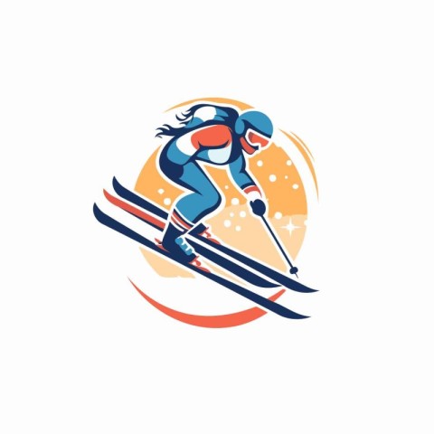 Skier vector logo design template. Skier icon. Vector illustrati