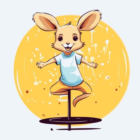 Illustration of a cute little bunny sitting on a stool. Vector i