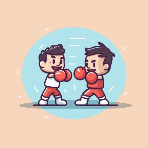 Pair of Boxers sparring. Vector illustration in cartoon style.