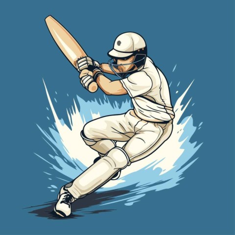 Cricket player in action. Vector illustration of a cricket playe