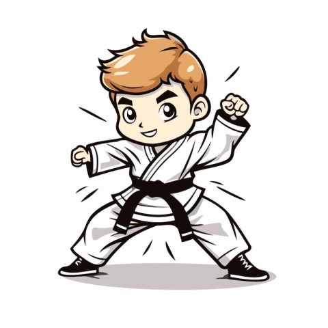 Karate boy cartoon vector illustration. Vector illustration of k