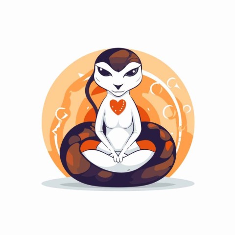 Cute snake sitting in lotus position. Vector illustration in car