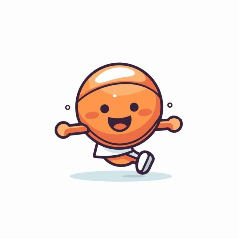 Cute cartoon basketball character running. Vector illustration i