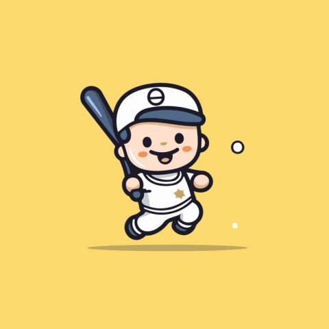 Cute baseball player cartoon mascot vector design. Mascot Charac