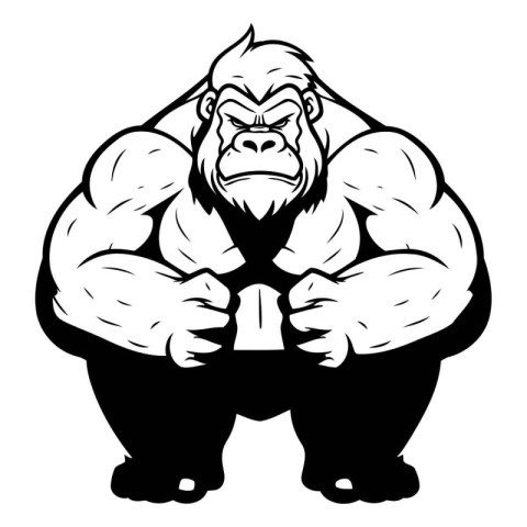 Gorilla Mascot. Vector illustration ready for vinyl cutting.