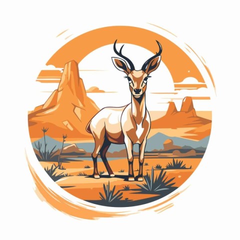 Gazelle in the desert. African antelope. Vector illustration