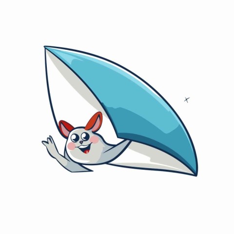 Cat with surfboard. Vector illustration in cartoon style on whit