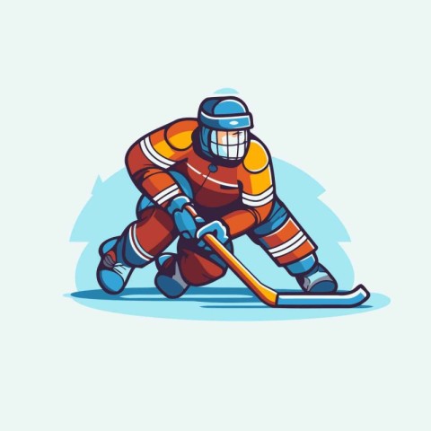 Ice hockey player. Vector illustration of ice hockey player in a