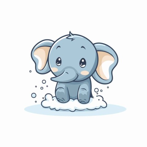 Cute cartoon baby elephant on a white background. Vector illustr