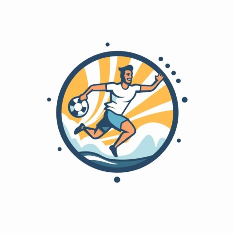 Soccer logo template. Vector illustration of a soccer player wit