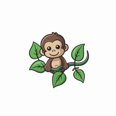 Monkey cartoon mascot. Vector illustration on white background.