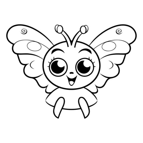 Cute butterfly. Coloring book for children. Vector illustration.