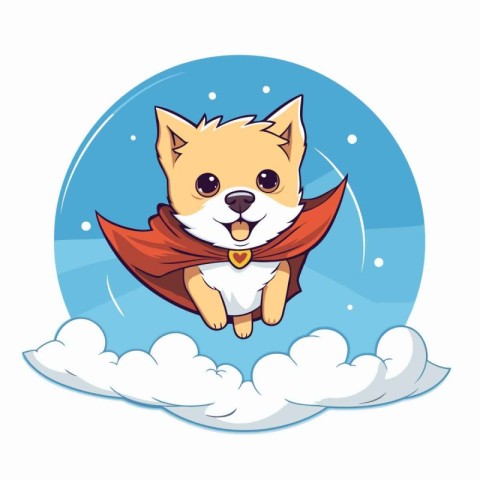 Cute cartoon chihuahua with super hero cape. Vector illustration