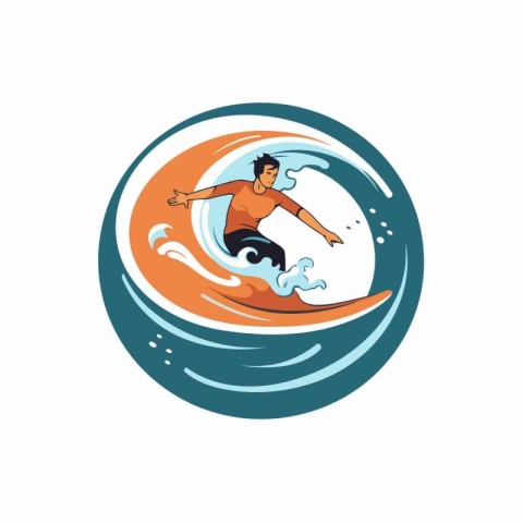 Surfer vector logo. Surfer in the ocean. Vector illustration