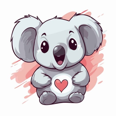 Cute koala with heart. Vector illustration of a cartoon koala.