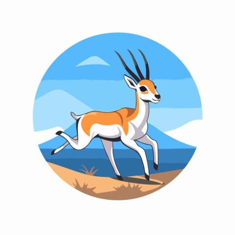 Wild african animal gazelle. Vector illustration in flat style