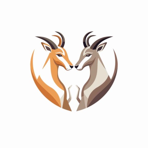 Vector image of a pair of antelope heads on a white background