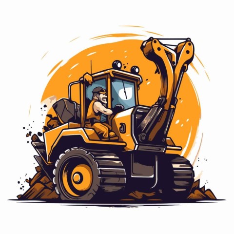 Excavator. digger. construction machinery. Vector illustration.