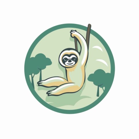 Sloth in the jungle. Vector illustration in a flat style.