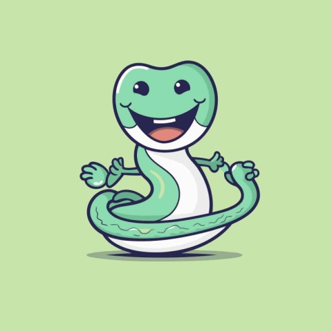 Cute Snake Cartoon Mascot Character Vector Icon Illustration Des