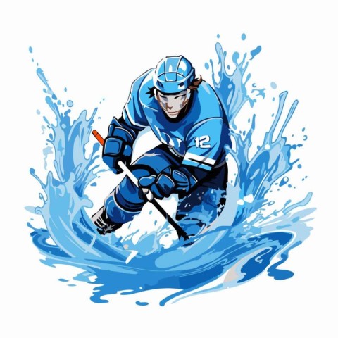 Ice hockey player. Vector illustration of ice hockey player in a