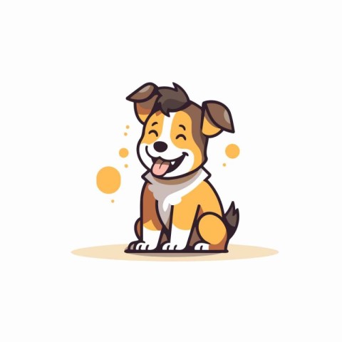 Cute dog sitting and smiling. Vector illustration in cartoon sty