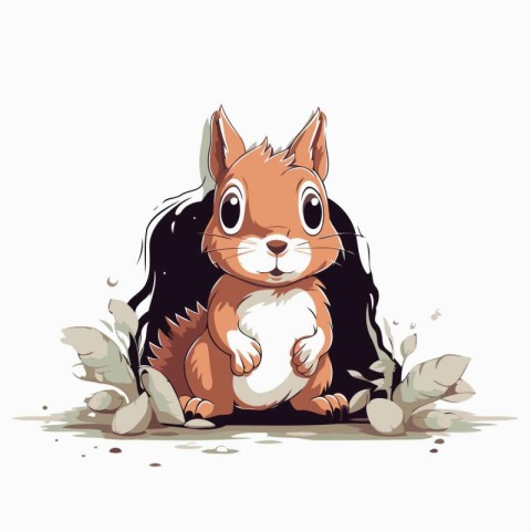 Squirrel sitting on the ground. Vector illustration of a squirre