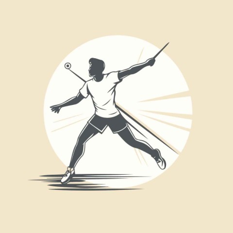 Badminton player vector logo. Badminton player silhouette.