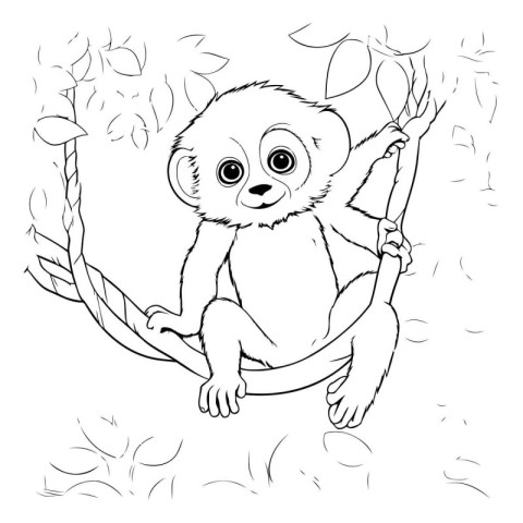 Coloring book for children: cute koala sitting on the tree branc