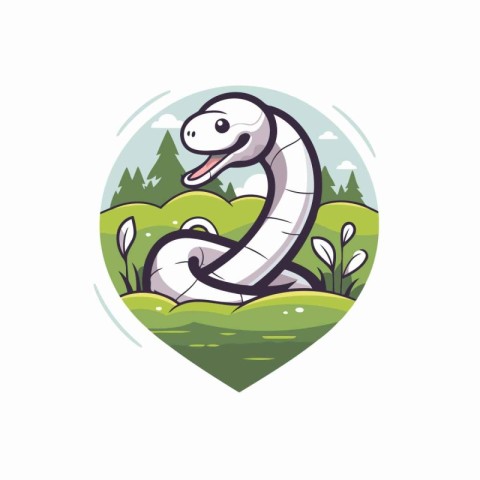 Cute snake mascot logo design. Vector illustration in cartoon st